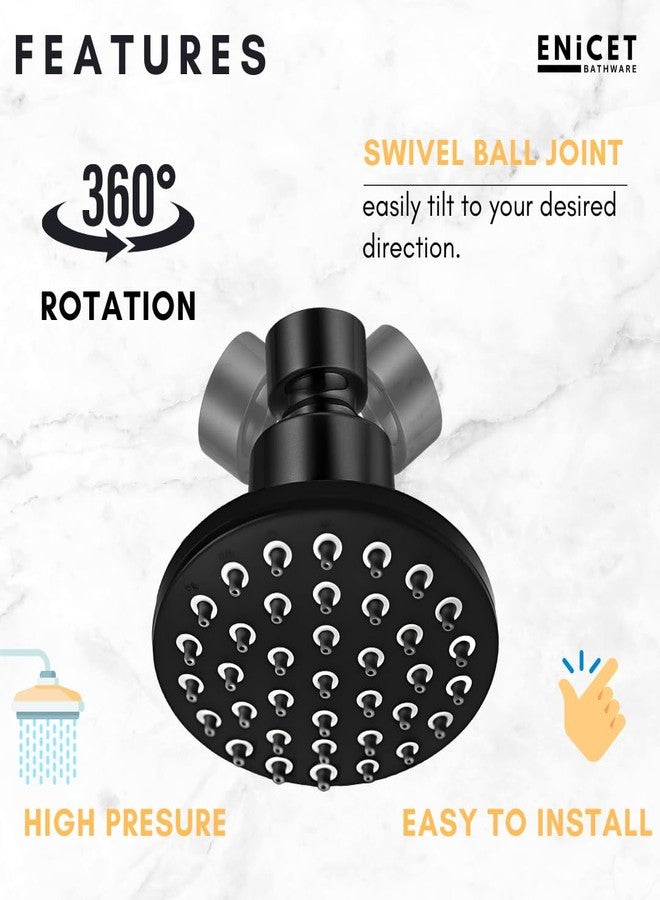 ENICET رأس دش ENICET ABS للحمام، دش مطري علوي 4 بوصة، فوهات مطاطية ناعمة سهلة التنظيف، بدون ذراع، ضغط عالٍ، ضمان لمدة عام واحد (AE150) - Image 4